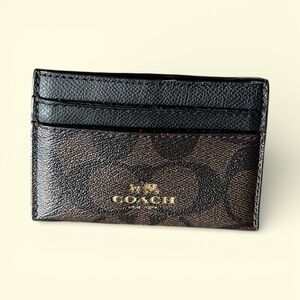Coach Black and Brown Signature Card Holder